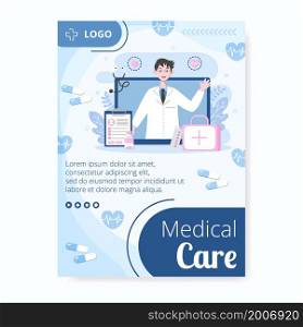 Medical Healthcare Flat Design Illustration Poster Editable of Square Background Suitable for Social media, Feed, Card, Greetings, Print and Web Internet Ads Template