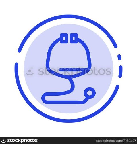 Medical, Healthcare, Medical, Stethoscope Blue Dotted Line Line Icon
