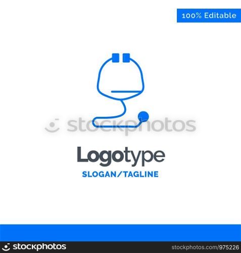 Medical, Healthcare, Medical, Stethoscope Blue Solid Logo Template. Place for Tagline
