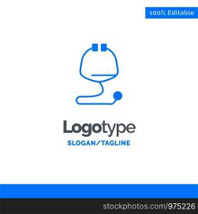 Medical, Healthcare, Medical, Stethoscope Blue Solid Logo Template. Place for Tagline