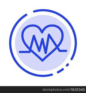 Medical, Heart, Heartbeat, Pulse Blue Dotted Line Line Icon