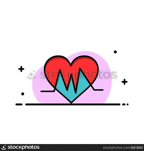 Medical, Heart, Heartbeat, Pulse Business Logo Template. Flat Color