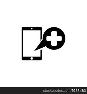 Medical Help Cell Phone, Emergency Call. Flat Vector Icon illustration. Simple black symbol on white background. Medical Cell Phone, Emergency Call sign design template for web and mobile UI element. Medical Help Cell Phone, Emergency Call. Flat Vector Icon illustration. Simple black symbol on white background. Medical Cell Phone, Emergency Call sign design template for web and mobile UI element.