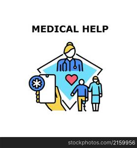 Medical help doctor health. medical clinic. medicine nurse care. people service treatment vector concept color illustration. Medical help icon vector illustration