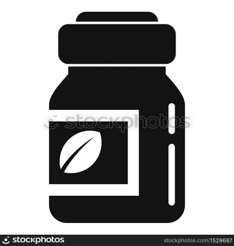 Medical herb jar capsule icon. Simple illustration of medical herb jar capsule vector icon for web design isolated on white background. Medical herb jar capsule icon, simple style