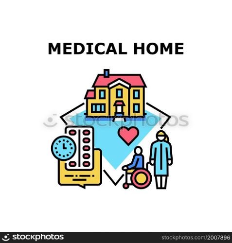 Medical home house. nurse care. hospital clinic. stay home. safety care medical vector concept color illustration. Medical home icon vector illustration