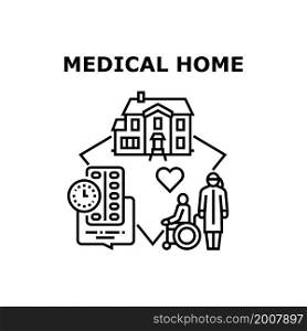 Medical home house. nurse care. hospital clinic. stay home. safety care medical vector concept black illustration. Medical home icon vector illustration