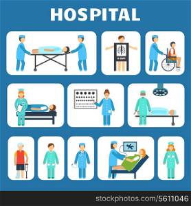 Medical hospital ambulance flat pictograms set isolated vector illustration