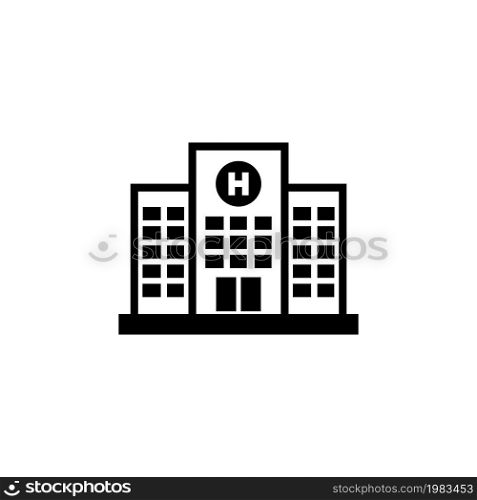Medical Hospital Building, Infirmary Structure. Flat Vector Icon illustration. Simple black symbol on white background. Medical Hospital Building sign design template for web and mobile UI element. Medical Hospital Building, Infirmary Structure. Flat Vector Icon illustration. Simple black symbol on white background. Medical Hospital Building sign design template for web and mobile UI element.