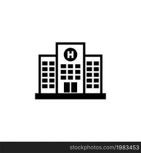 Medical Hospital Building, Infirmary Structure. Flat Vector Icon illustration. Simple black symbol on white background. Medical Hospital Building sign design template for web and mobile UI element. Medical Hospital Building, Infirmary Structure. Flat Vector Icon illustration. Simple black symbol on white background. Medical Hospital Building sign design template for web and mobile UI element.