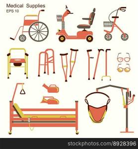 Medical hospital equipment for disabled people vector image