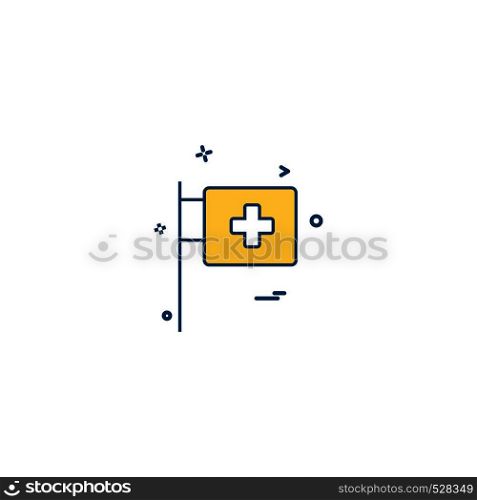 medical hospital flagpole icon vector desige