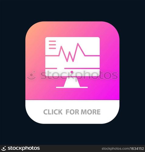 Medical, Hospital, Heart, Heartbeat Mobile App Button. Android and IOS Glyph Version