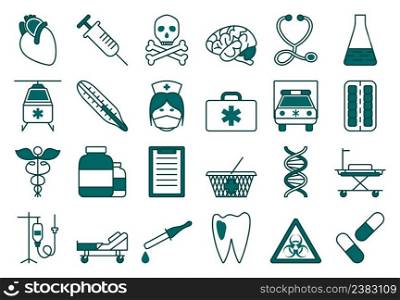 Medical Icon Set. Editab≤Bold Outli≠With Color Fill Design. Vector Illustration.