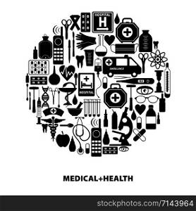 Medical icon set.. Medical icon set of geometric in circle.