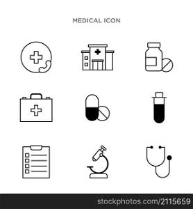 Medical icon set vector design templates isolated on white background