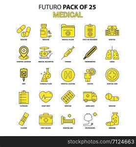 Medical Icon Set. Yellow Futuro Latest Design icon Pack