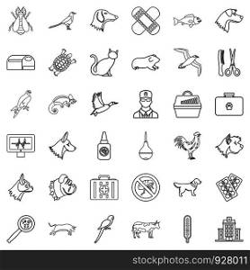 Medical icons set. Outline style of 36 medical vector icons for web isolated on white background. Medical icons set, outline style