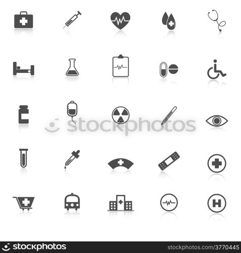 Medical icons with reflect on white background, stock vector