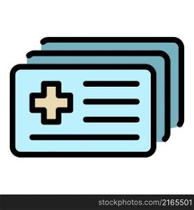 Medical id card icon. Outline medical id card vector icon color flat isolated. Medical id card icon color outline vector