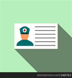 Medical ID icon in flat style on a light blue background. Medical ID icon, flat style