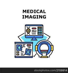 Medical imaging hospital technology. mri health. medicine patient. doctor radiology. diagnosis scanner vector concept color illustration. Medical imaging icon vector illustration
