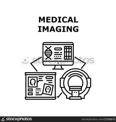 Medical imaging hospital technology. mri health. medicine patient. doctor radiology. diagnosis scanner vector concept black illustration. Medical imaging icon vector illustration