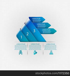 Medical infographic with a triangle fold and with space for own text placed on light background