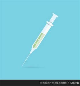 Medical injection Syringe needle or medicine vaccine, immunization icon design flat vector illustration.