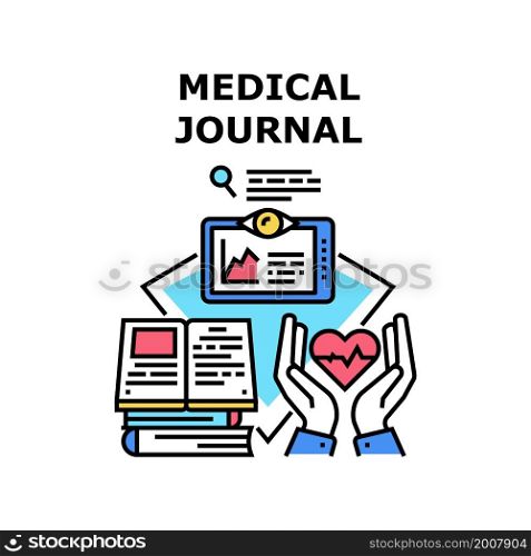 Medical journal design cover. health flyer. poster brochure. magazine leaflet medical journal vector concept color illustration. Medical journal icon vector illustration