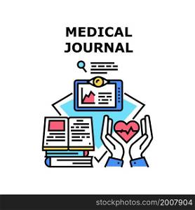 Medical journal design cover. health flyer. poster brochure. magazine leaflet medical journal vector concept color illustration. Medical journal icon vector illustration