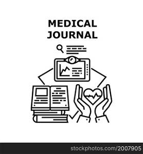 Medical journal design cover. health flyer. poster brochure. magazine leaflet medical journal vector concept black illustration. Medical journal icon vector illustration