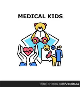 Medical kids cute child. children care. virus sick character boy girl vector concept color illustration. Medical kids icon vector illustration