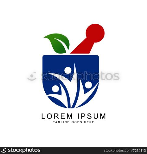 medical leaf bowl logo template