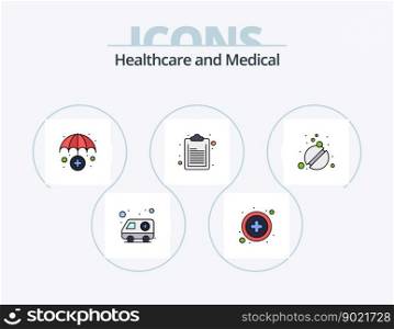 Medical Line Filled Icon Pack 5 Icon Design. temperature. heart care. dental. pulse. beat