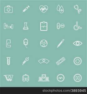 Medical line icons on green background, stock vector