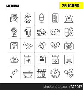 Medical Line Icons Set For Infographics, Mobile UX/UI Kit And Print Design. Include: Medical, Medicine, Hospital, Healthcare, Medical, Tube, Lab, Plus, Eps 10 - Vector
