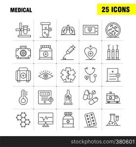 Medical Line Icons Set For Infographics, Mobile UX/UI Kit And Print Design. Include: Ambulance, Medical, Healthcare, Hospital, Heart, Medical, Scanner, Statistic, Eps 10 - Vector