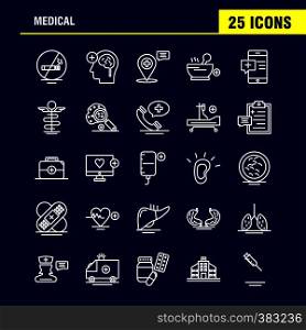 Medical Line Icons Set For Infographics, Mobile UX/UI Kit And Print Design. Include: Clipboard, Time, Board, Clock, Tablet, Medical, Medicine, Capsule, Collection Modern Infographic Logo and Pictogram. - Vector
