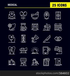 Medical Line Icons Set For Infographics, Mobile UX/UI Kit And Print Design. Include: Medical, Leaf, Plant, Medicine, Eye Ball, Eye, Medical, Collection Modern Infographic Logo and Pictogram. - Vector
