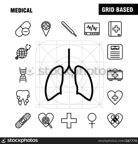 Medical Line Icons Set For Infographics, Mobile UX/UI Kit And Print Design. Include: Teeth, Mouth, Dentist, Medical, Blood Pressure, Medical, Doctor, Eps 10 - Vector