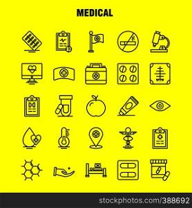 Medical Line Icons Set For Infographics, Mobile UX/UI Kit And Print Design. Include: Water Melon, Melon, Fruit, Food, Bones, Broken Bones, Collection Modern Infographic Logo and Pictogram. - Vector