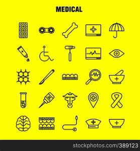 Medical Line Icons Set For Infographics, Mobile UX/UI Kit And Print Design. Include: Dna, Science, Medical, Lab, First Aid Box, Medical, Eps 10 - Vector