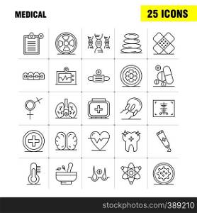 Medical Line Icons Set For Infographics, Mobile UX/UI Kit And Print Design. Include: Hospital, Medical, Scanner, Statistic, Stone, Spa, Health, Mask, Eps 10 - Vector