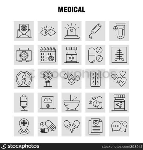 Medical Line Icons Set For Infographics, Mobile UX/UI Kit And Print Design. Include: Medical, Medicine, Hospital, Healthcare, Medical, Tube, Lab, Plus, Eps 10 - Vector