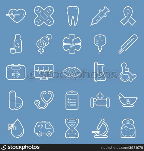 Medical lines icons set graphic illustration design. Medical lines icons set