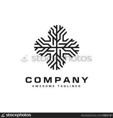 Medical logo with cross vector, Medical Tech Logo vector concept