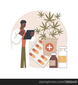 Medical marijuana abstract concept vector illustration. Medical cannabis, cannabinoids drugs, diseases and conditions treatment, cancer pain relief, hemp market, cultivation abstract metaphor.. Medical marijuana abstract concept vector illustration.