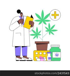 Medical marijuana abstract concept vector illustration. Medical cannabis, cannabinoids drugs, diseases and conditions treatment, cancer pain relief, hemp market, cultivation abstract metaphor.. Medical marijuana abstract concept vector illustration.