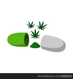 Medical marijuana pill icon in isometric 3d style on a white background. Medical marijuana pill icon, isometric 3d style